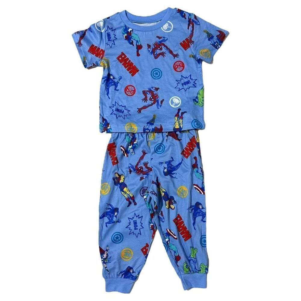Marvel Boy's 2 Piece Soft Knit Short Sleeve and Pant Pajama Set